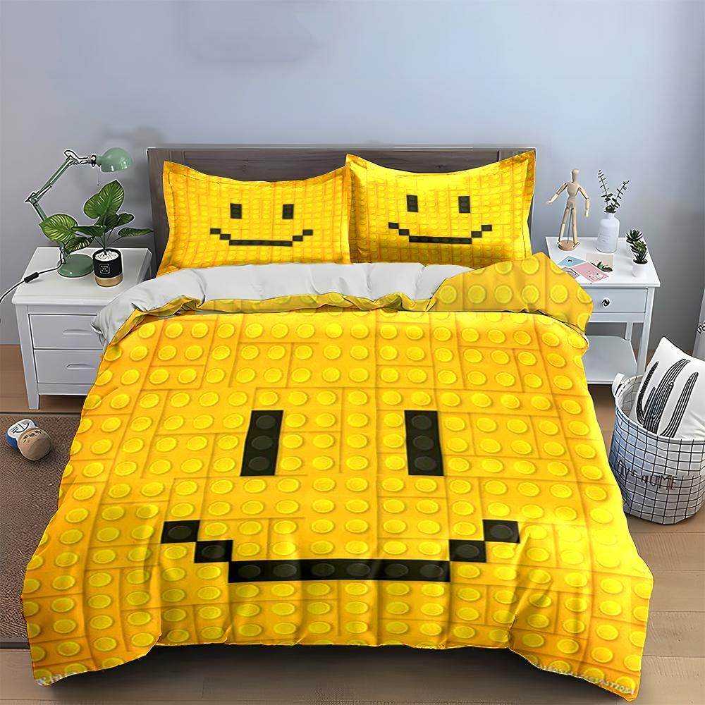 Smiley Gesicht Gelbes Bettwäscheset Bettwäscheset (1 Bettbezug, 2 Kissenbezüge, Bettdecke nicht enthalten)