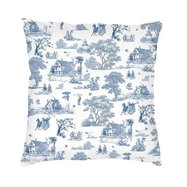 Home Decor Vintage Country Scenes Printed Pillow Covers Pattern Cushion Cover Suitable for Sofa Bedroom Car Pillow Cover