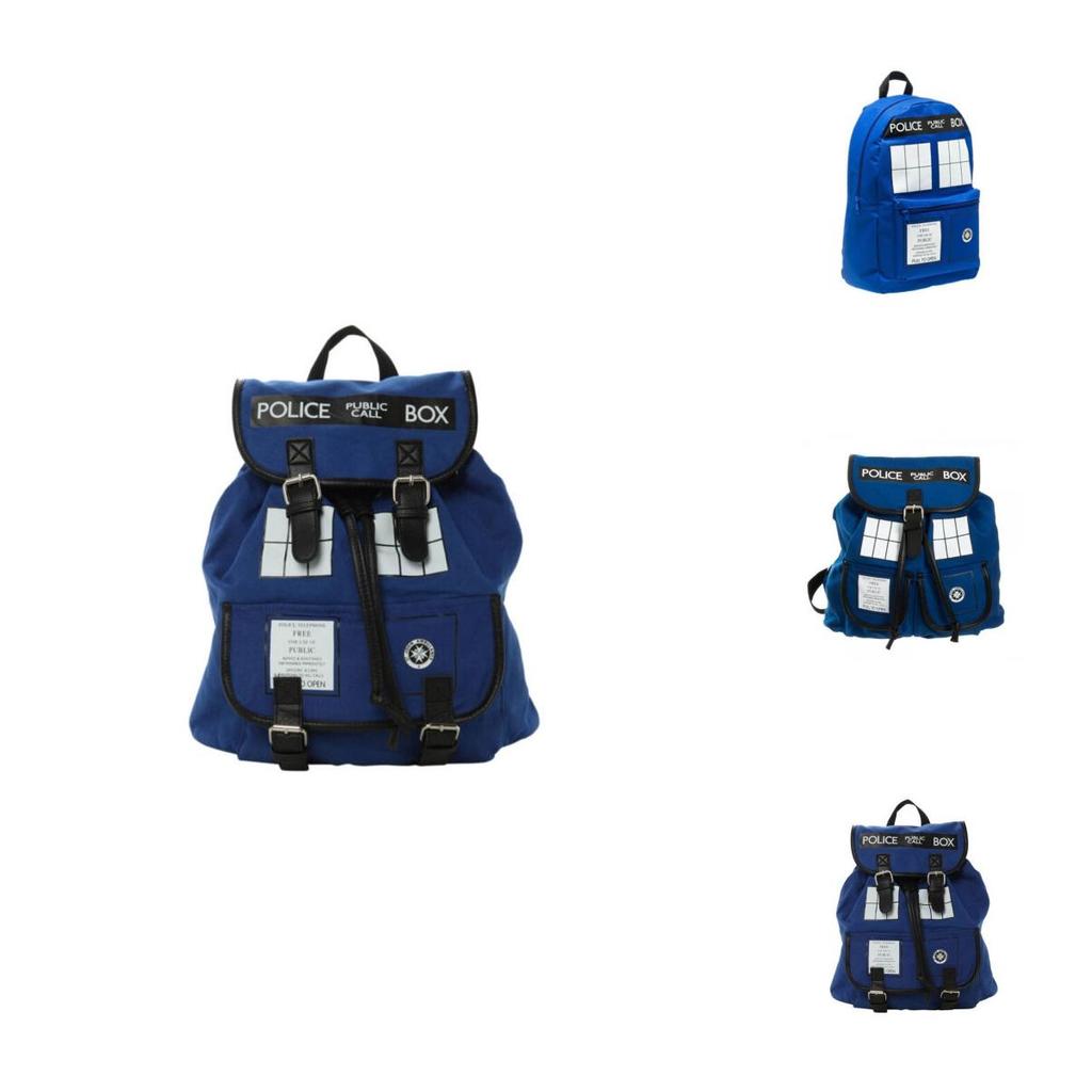 Doctor Who Tardis Canvas Backpack Stylish Shoulder Bag Large Capacity Slouch Purse