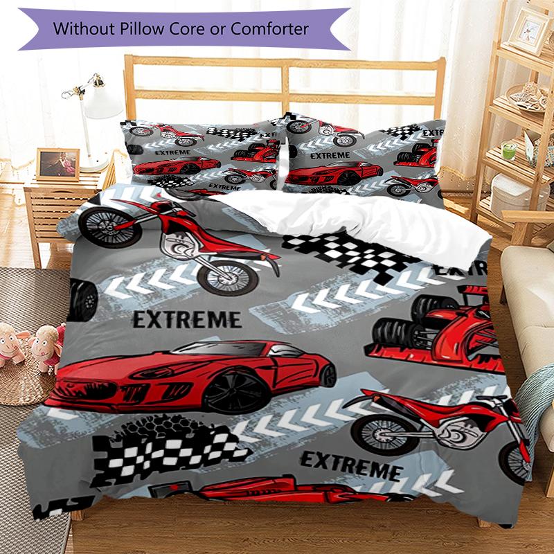 3pcs Racing Bedding Set Duvet Cover Closure Includes 1 Duvet Cover & 2 Pillowcases, Soft and Comfortable for All Seasons.
