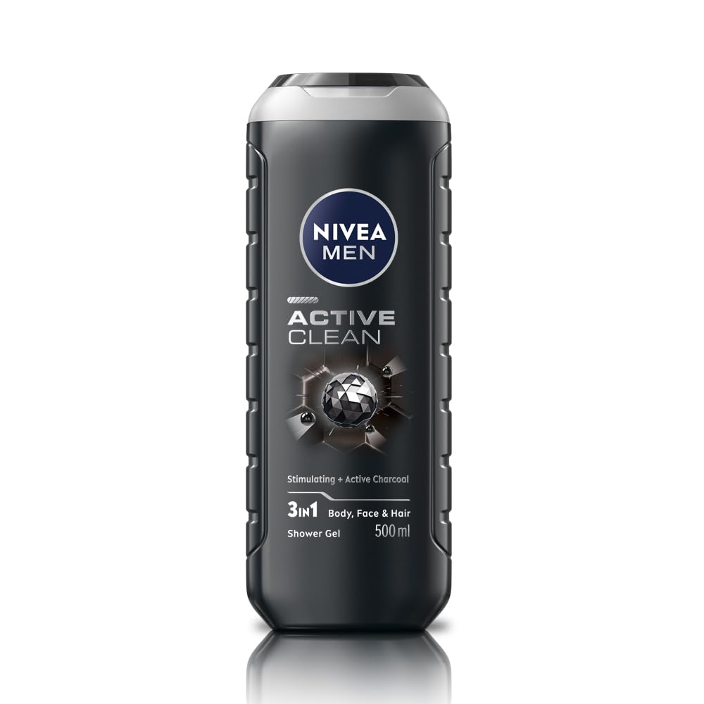 

Nivea Men Active Clean Гель для душа для тела, волос и лица 3в1 с ароматом угля 500 мл Упаковка 1 шт. Мягкое средство для глубокого очищения
