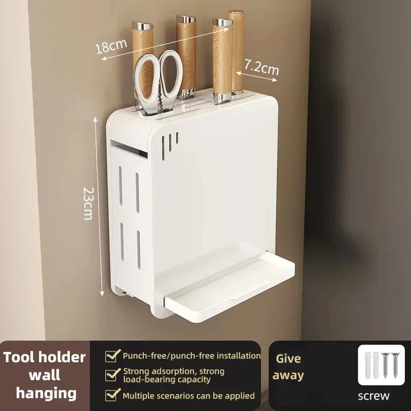 Estante Montado en Pared Estante de Almacenamiento para Especias Accesorios de Cocina Estante Soporte para Cuchillos de Cocina Colgador Estante Organizador de Estantes