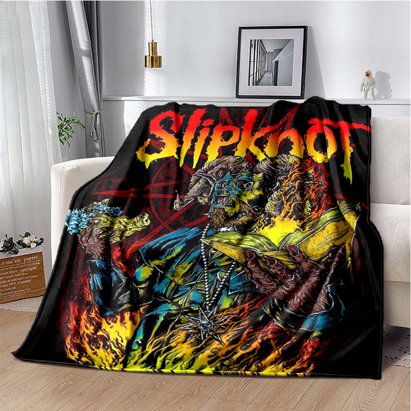 Coperta stampata con copertina dell'album Slipknot, Rap-Metal, Heavy Metal, Morbida e Calda in Flanella, per Divano, Letto, Ufficio Portatile, Regalo