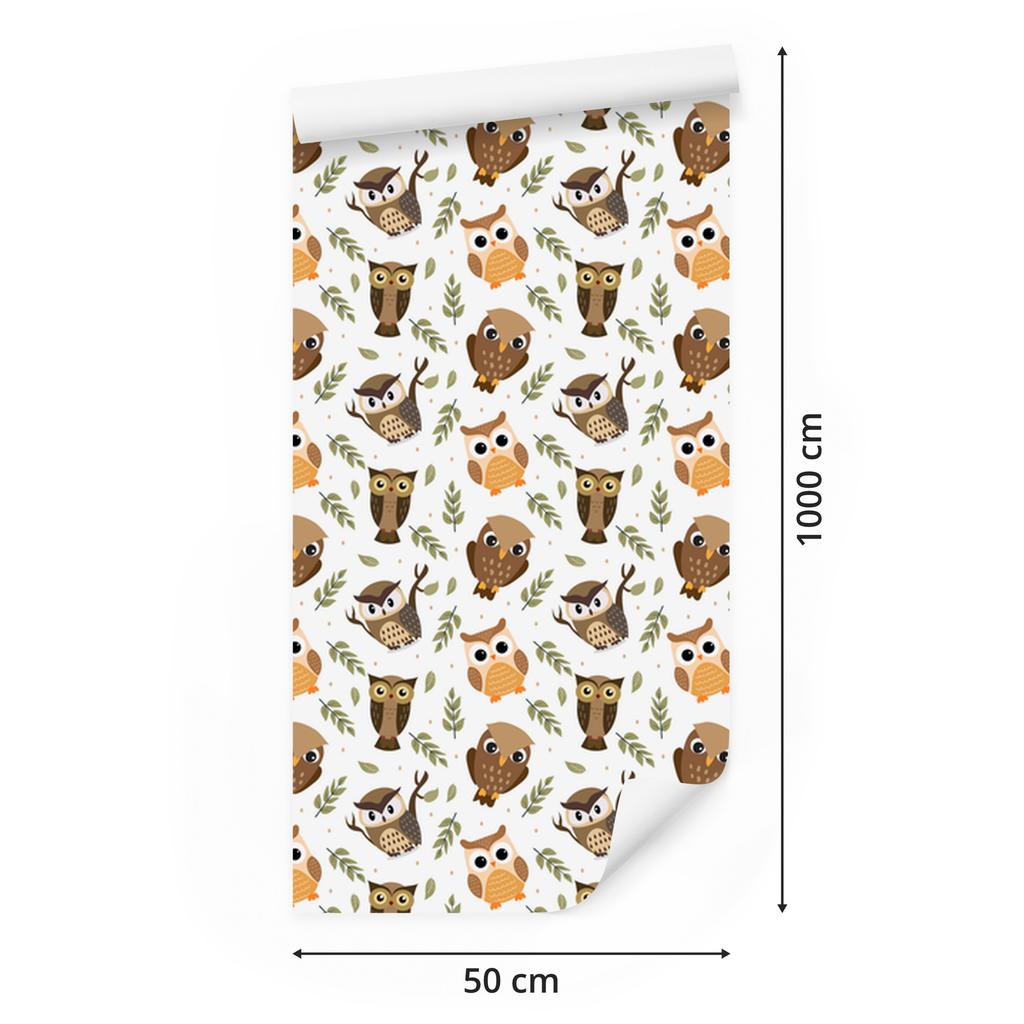 Owl Wallpaper White and Beige for Living Room and Bedroom 50x1000