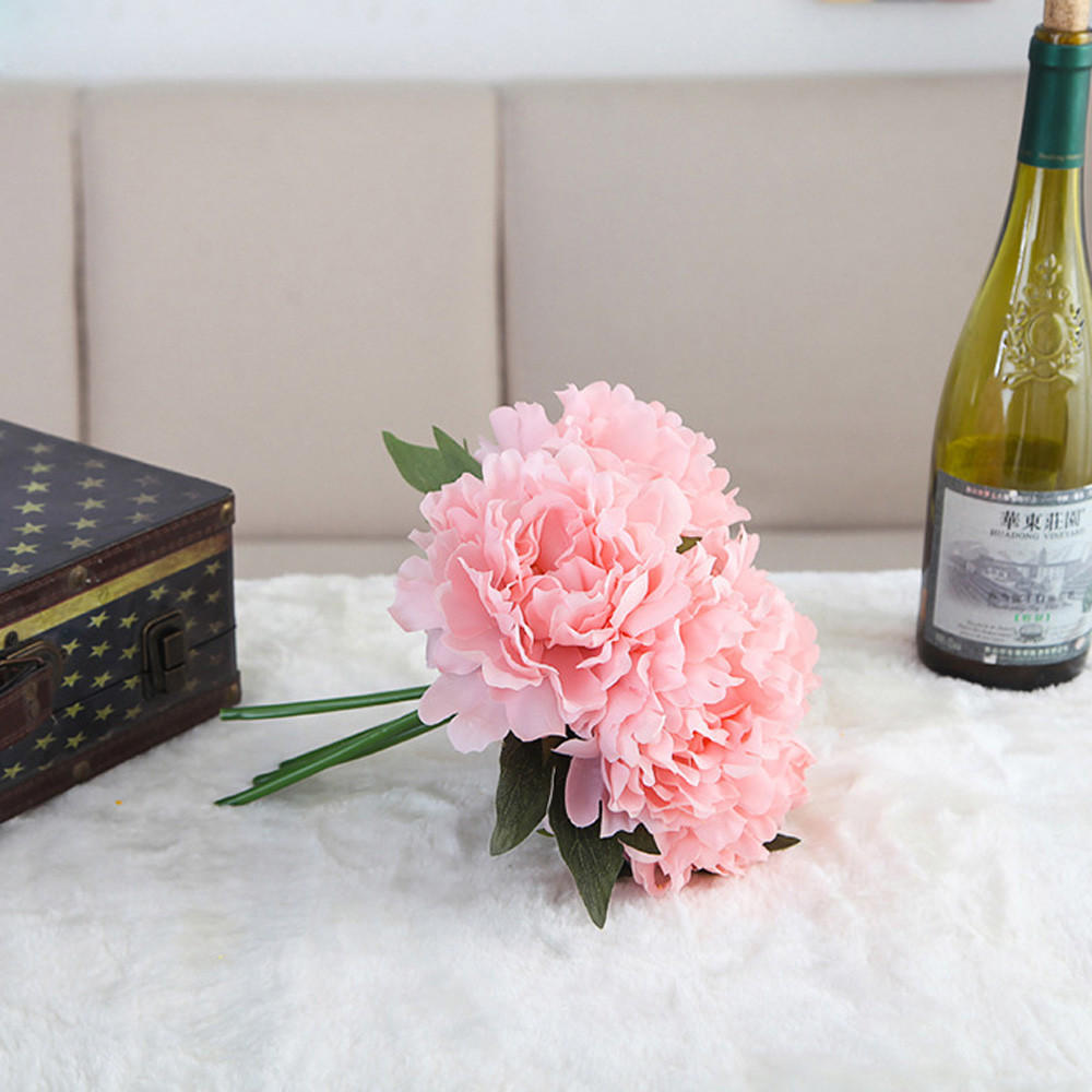 Artificial Silk Fake Flowers Peony Floral Wedding Bouquet Bridal Hydrangea Decor