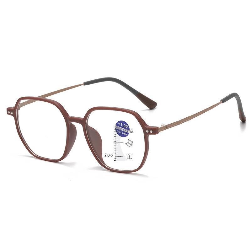 Fashionable Oversized Frames Ultra-Lightweight Multifocal Presbyopia Glasses Men's & Women's Blue Light Blocking Reading Glasses