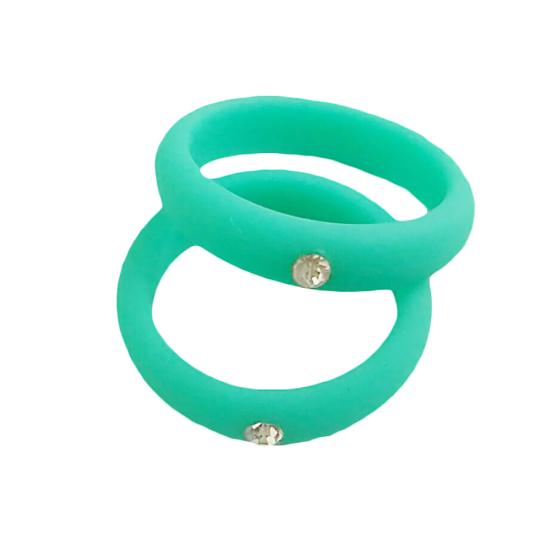 Women Fashion Silicone Wedding Band Rhinestone Ring Jewelry Valentine's Day Gift