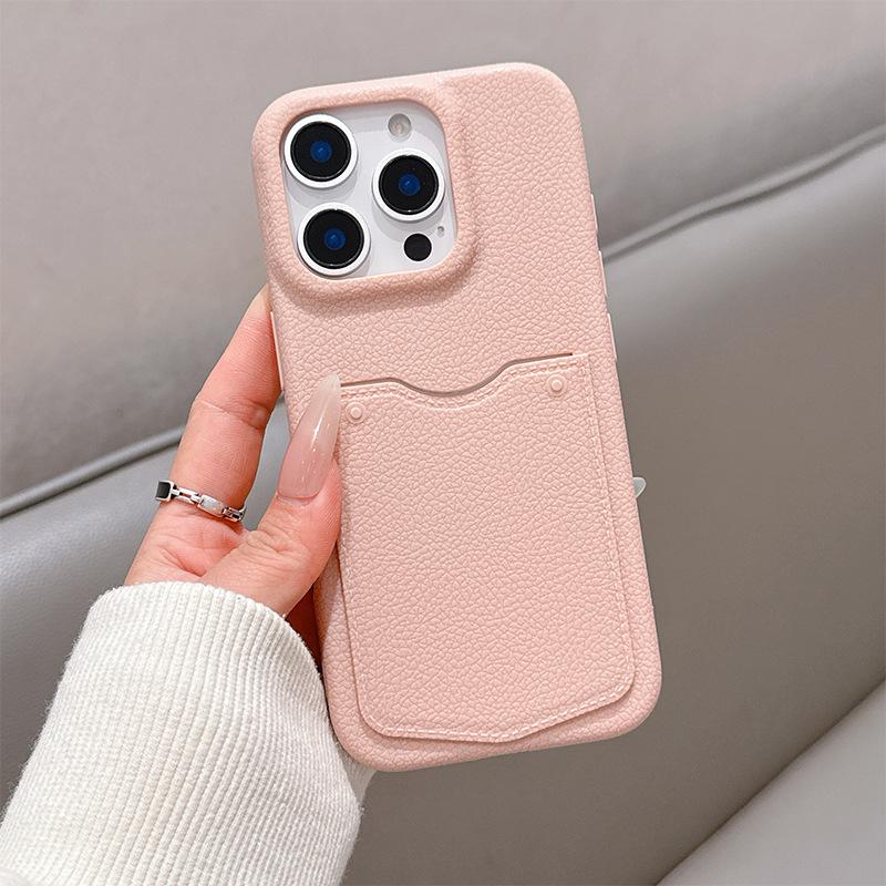 Luxurious Apple Peel Texture Card Holder Case for iPhone 16 Pro Max