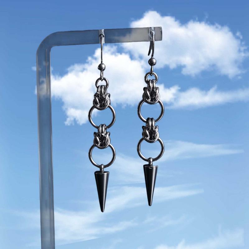 Gothic Spike Stainless Steel Rivet Earrings - Handmade Grunge Jewelry