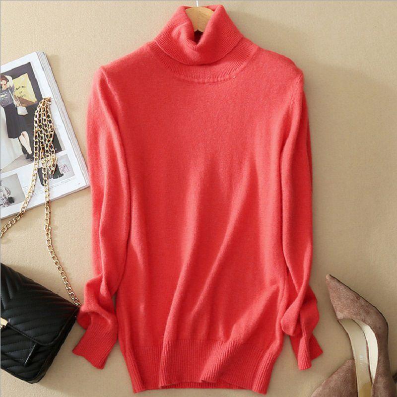 Women's Winter Slim Sweater Knit Turtleneck Soft Cashmere Wool Long Sleeve Pullover