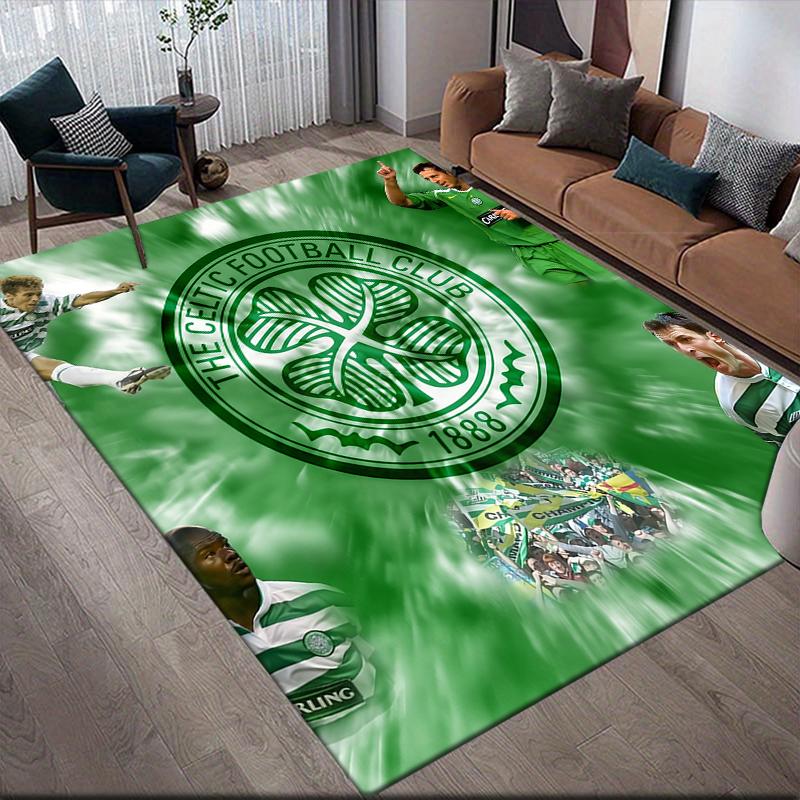 Celtic FC logo Pattern Square Carpet,Area Rug,Carpet Rug for Living Room Bedroom Sofa Playroom Decor,Non-slip Floor Mat,Holiday Birthday Gifts