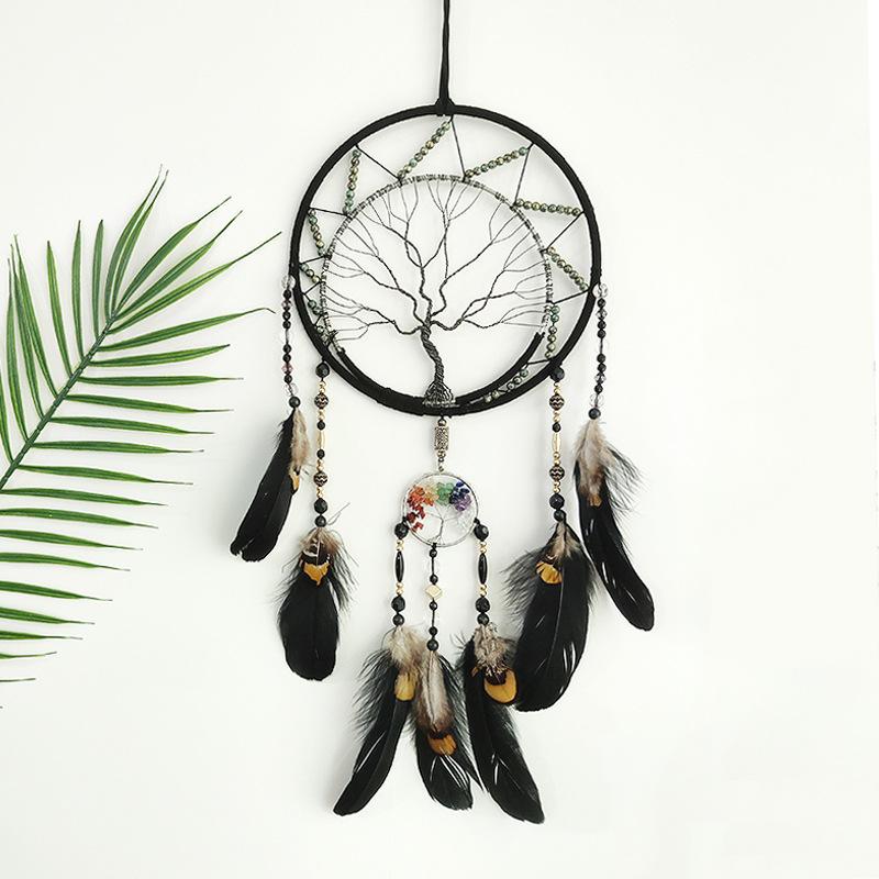 ins Tree of Life Creative dreamcatcher natural crystal crushed stone home feather hangings handicrafts