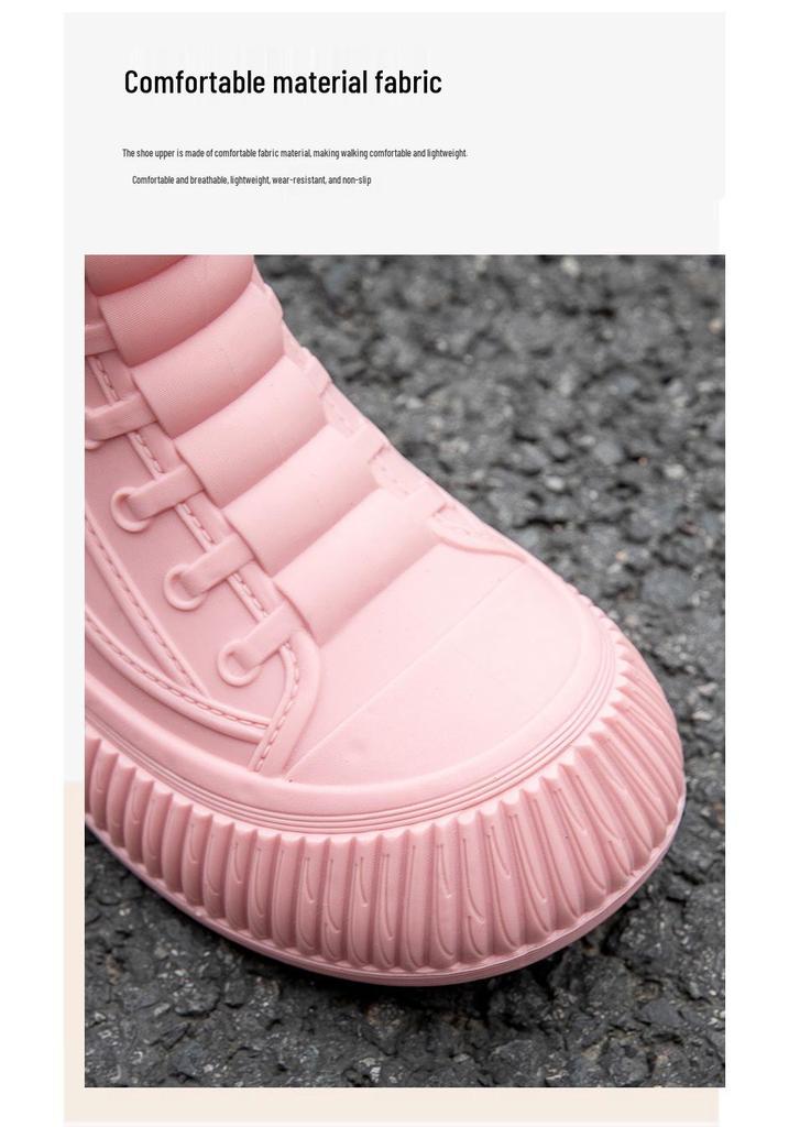 Women's Korean Style Non-Slip Waterproof Rain Boots with Cotton Padding - Casual Outdoor Rubber Shoes