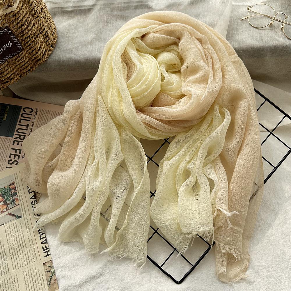 Wool scarf new solid color handmade hanging dye women's gradual change of color soft high-end silk scarf travel photography with shawl