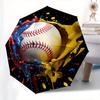Baseball, Paint Splatter Automatic folding umbrella  simple eight rib design, bright color pattern, durable iron frame, ideal for travel and