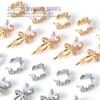 Gold & Silver Bow Heart Zircon Rhinestone Nail Art Jewelry