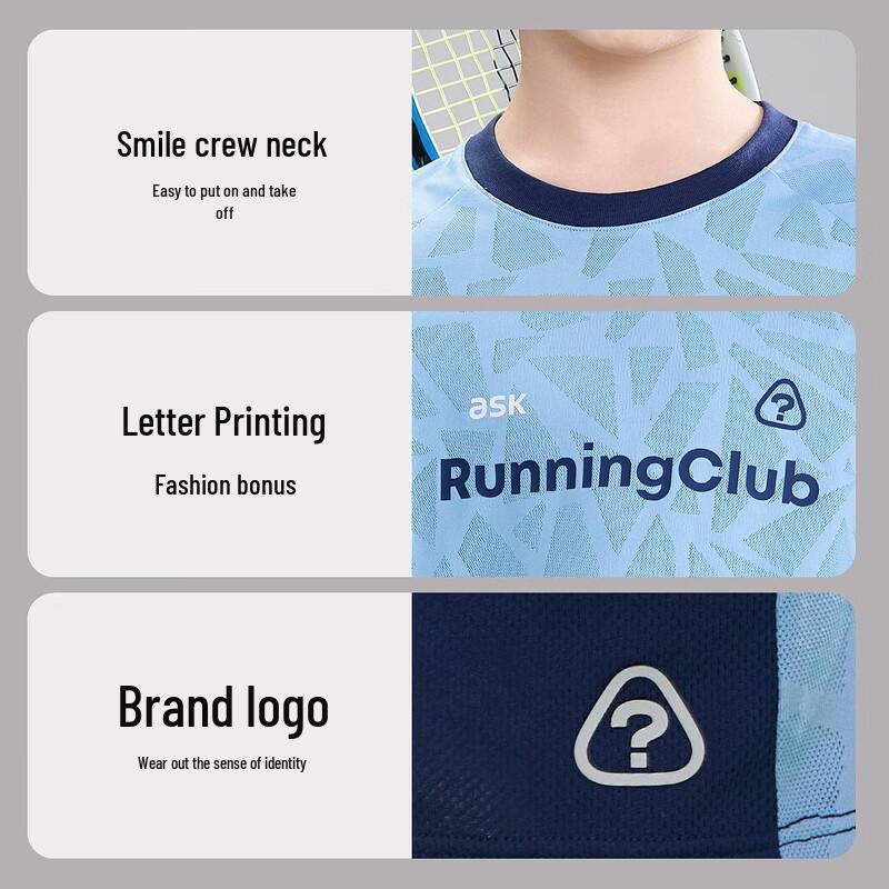 ASK JUNIOR Boys Quick-Dry Short Sleeve T-shirt & Sports Shorts Set