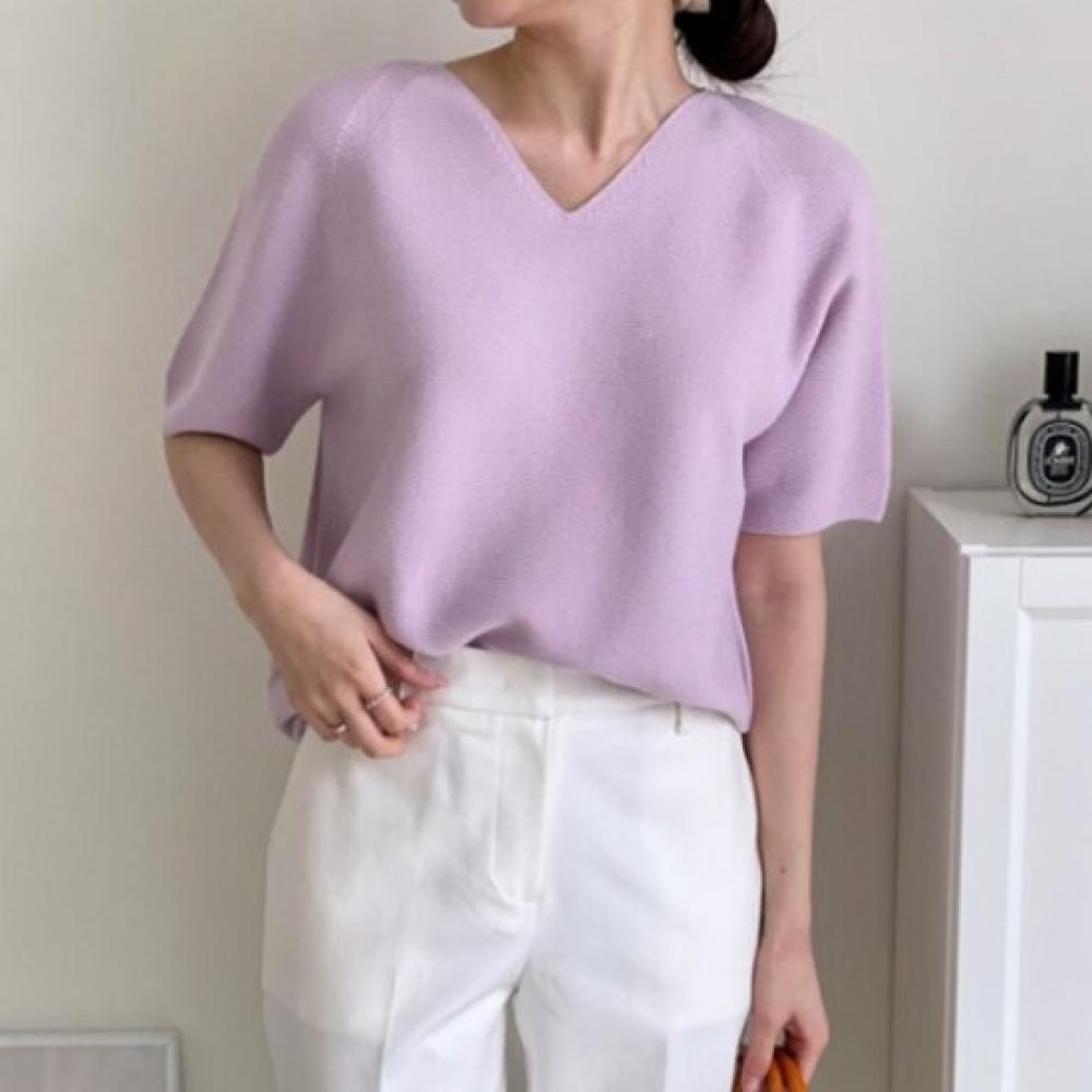 New ArriValS Open Run Women S V Neck Holgarment Knit paStel Short SleeVe