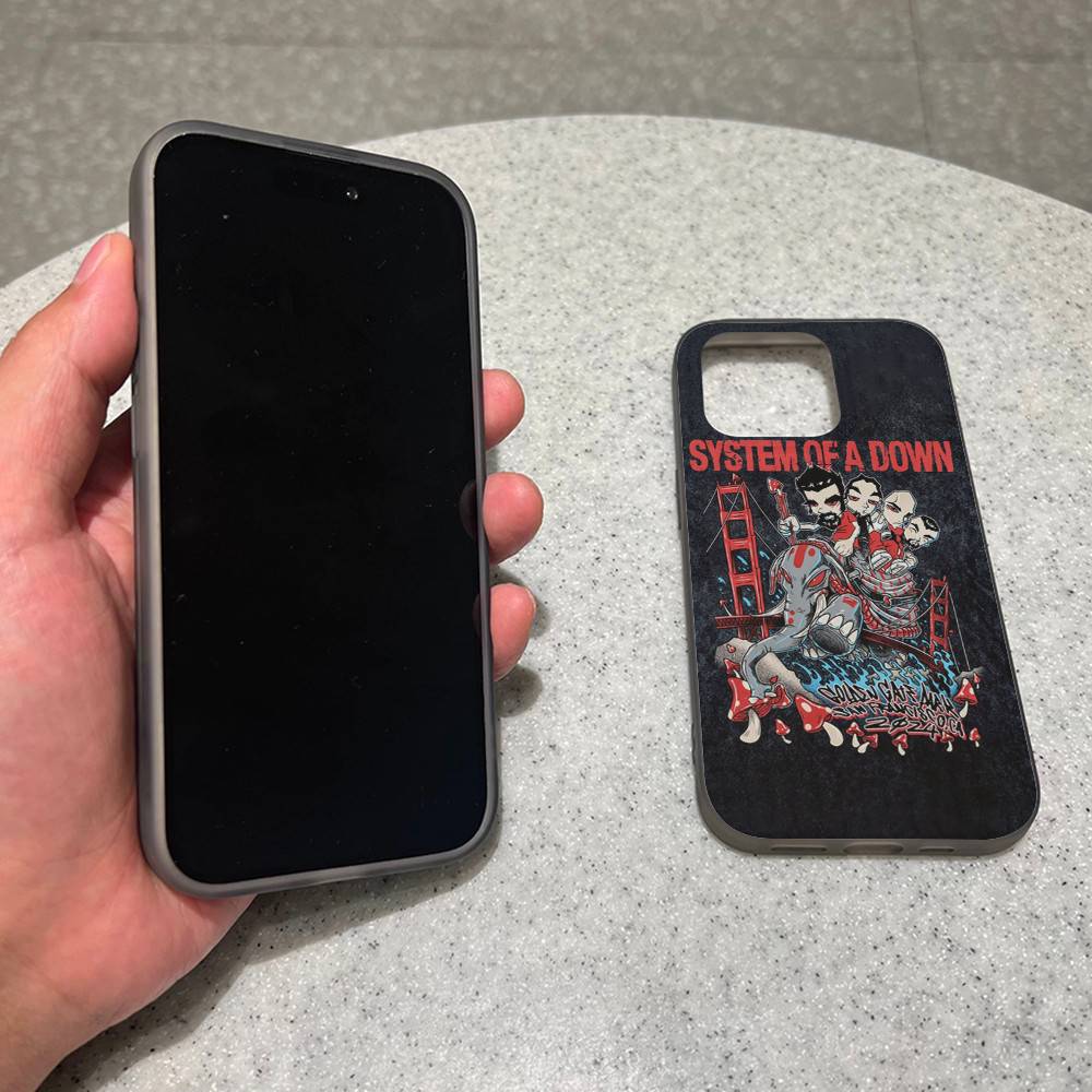 Metal Band System Of A Down Phone Case For IPhone 17 16 15 14 13 12 11 Corrugated Frosted Soft Cover Anti-Slip