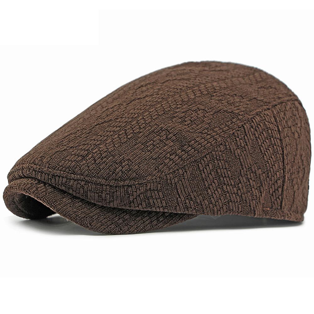 

HT4575 Berets Autumn Winter Knitted Hat Caps for Men Women Vintage Artist Painter Beret Hat Ivy Flat Cap Male Female Beret Caps 55-59cm Adjustable кавовий