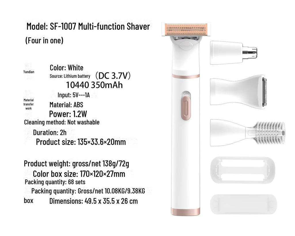 Multifunctional 5-in-1 Hair Removal Tool - Women's Shaver, Eyebrow Trimmer, & Men's Razor