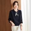 Women's Elegant Autumn Lapel Knitted Sweater, Fake Two-Piece Loose Top