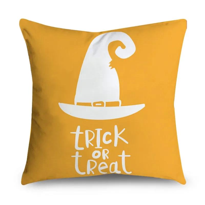 Halloween Theme Horror Pumpkin Wizard Print Pattern Cushion Cover Home Living Room Sofa Decoration Square Throw Pillow