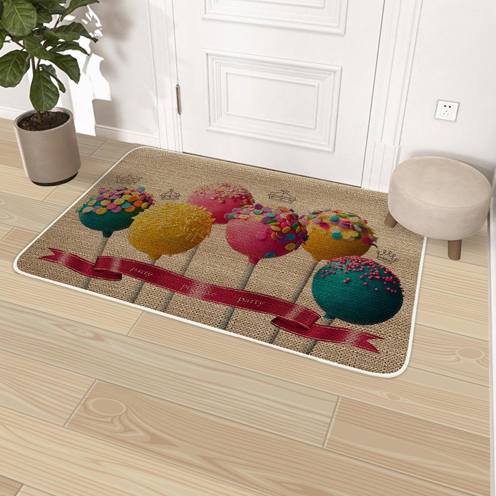 Cartoon Linen Carpet Entrance Floor Mat Door Mat Kitchen Non Slip Foot Mat Bathroom Door Absorbent Mat
