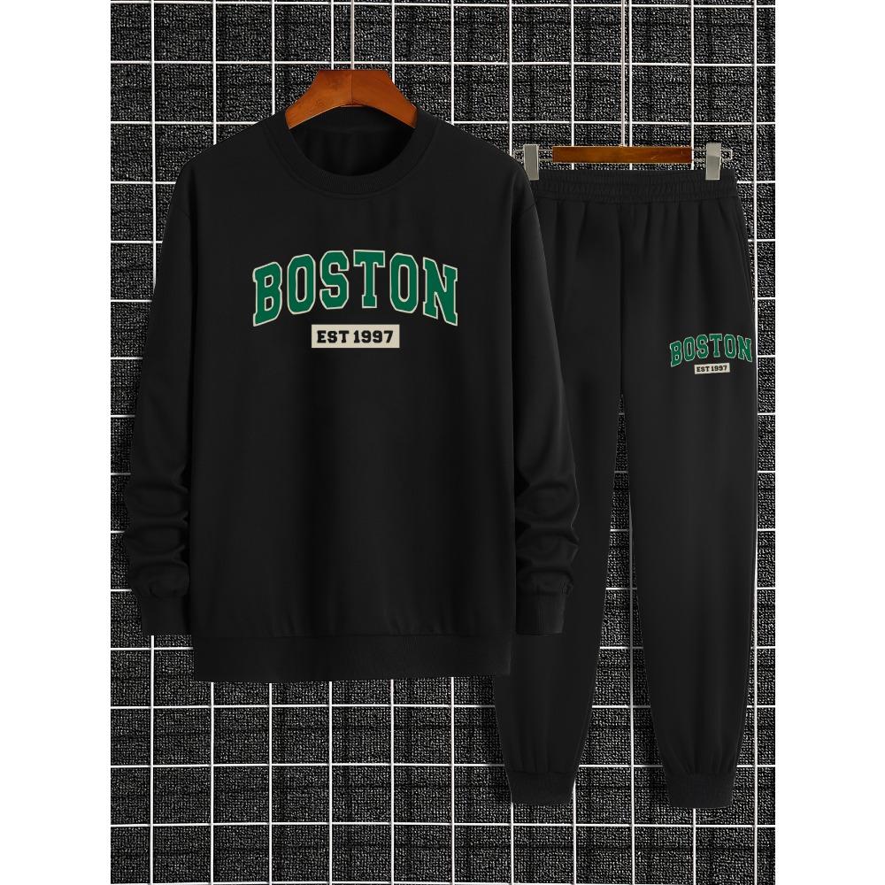 Trendy New Hoodie Set Men's Casual Basketball Fitted Sweater Trousers Printed Versatile Long-sleeved Sweater Men Sports Suit