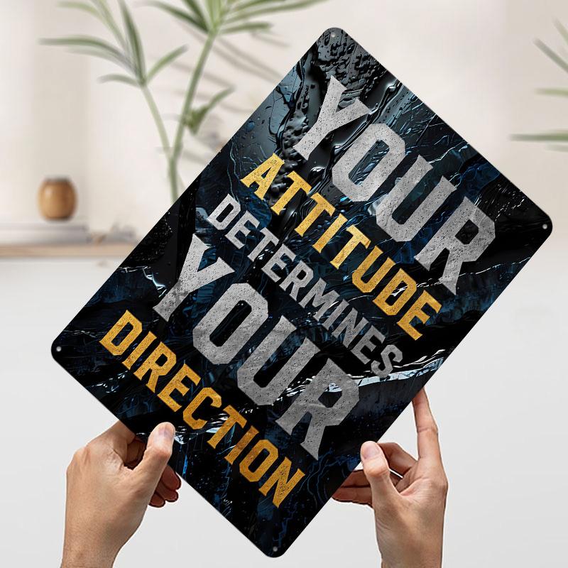 

Attitude Determines Direction Poster Customized Wall Art Vintage Metal Signs Retro Tin Plaque for Man Cave Garage Decorations 20x30cm（7.8x11.8inch）
