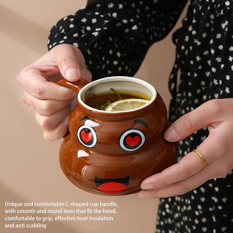 Ceramic Cup 480ml Creative Coffee Cup with Spoon Suitable for Home Office Mischievous Prank Drink Cup Christmas Gift