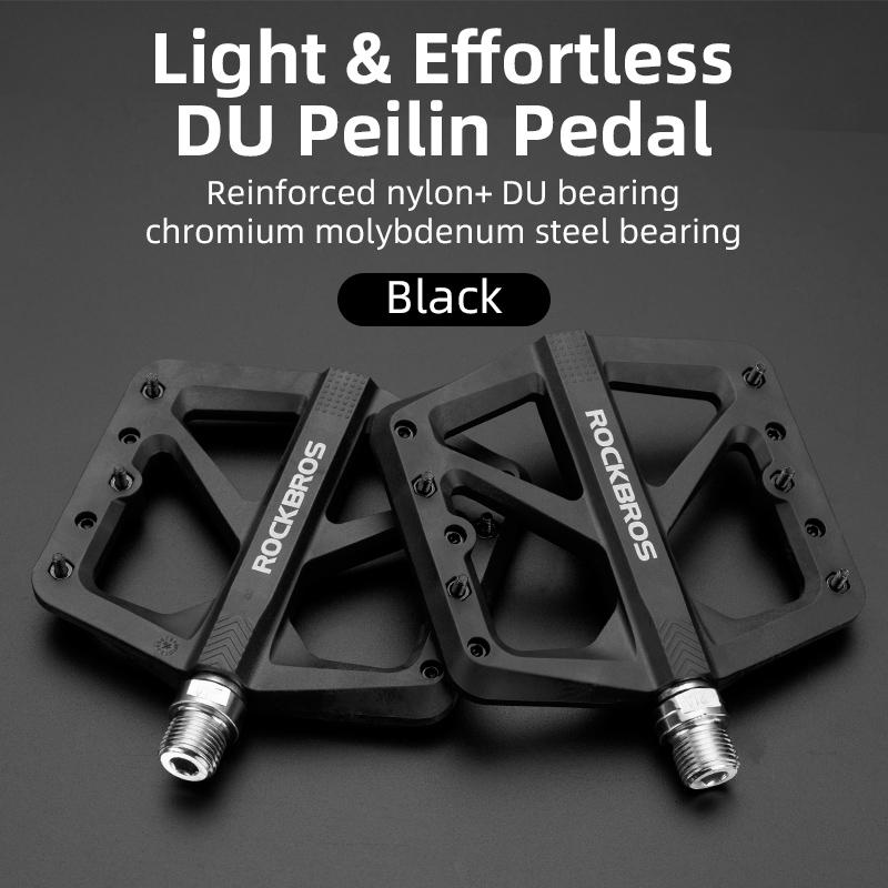 

ROCKBROS Bike Pedals Nylon DU Bearing Ultra-light Mountain Non-Slip Bicycle Pedals Big Foot Road MTB Pedals Cycling Accessories M906-BK