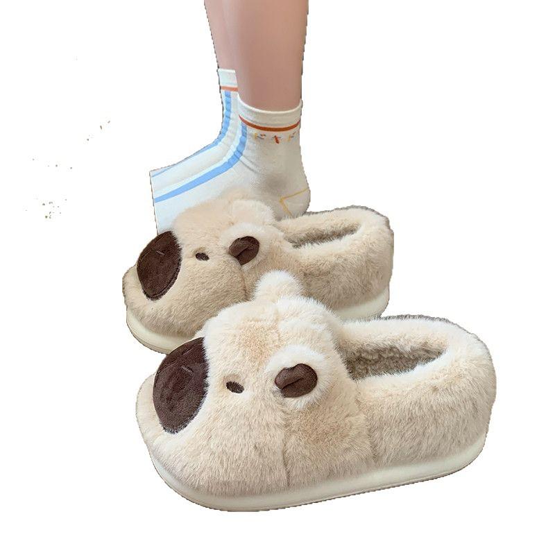 Cute Bag Heel Cotton Slippers Winter 2025 New Home Indoor Comfortable Thick-soled Non-slip Plush Warm Cotton Shoes