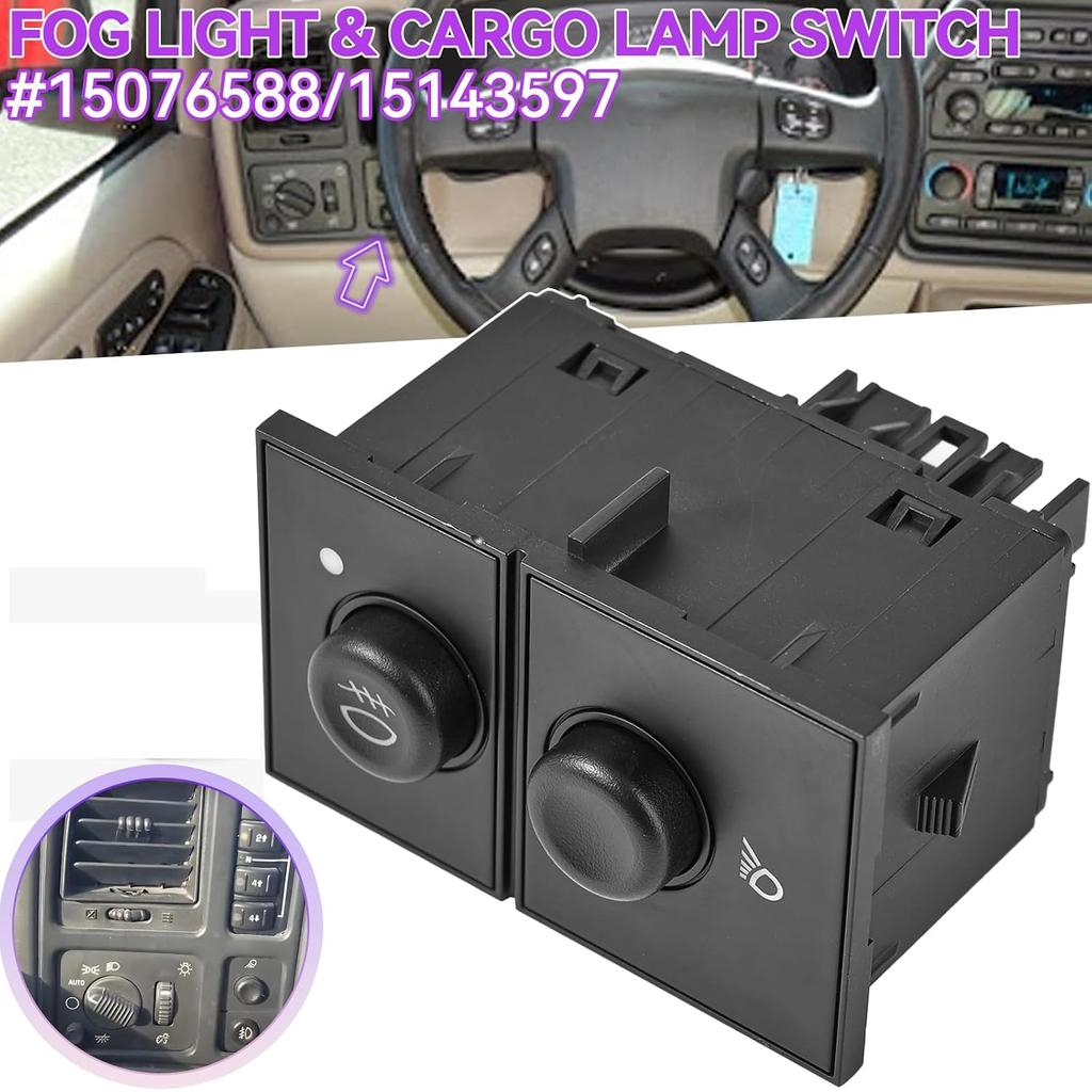 Fog Light Switch Cargo Lamp Switch | for 03-07 Chevy Silverado 1500 2500 3500, Suburban 1500 2500, Tahoe, GMC Sierra 1500 2500, Yukon XL 1500 & More