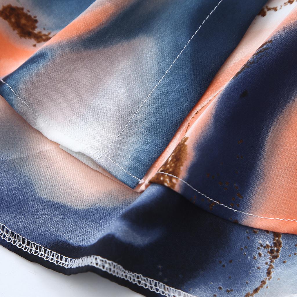 Retro Tie Dye Satin Shirt Women's Summer Comfortable Top Chiffon Shirt