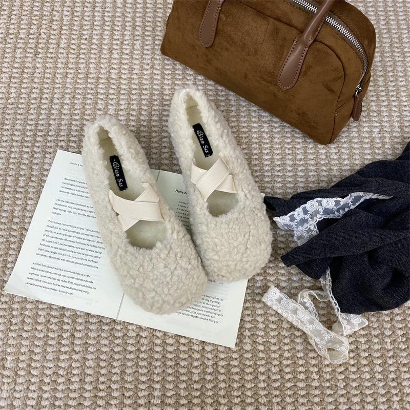 In the Winter Korean Version, the Height Is Increased. Mary Jane Woolen Fabric, Autumn Wool Shoes Feel Fleece, Single Shoes, Women's Shoes, French Sho