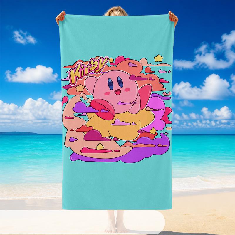 Quick Dry Beach Towel Kirby Pattern, Lightweight Absorbent Towel for Pool Beach Vacation Use