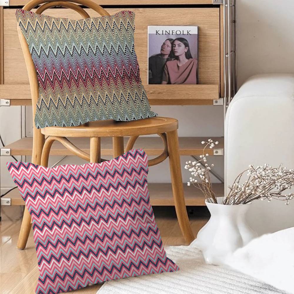 Geometric Zig Zag Wav Personalized Pillow Cover Kids Bedroom Wild Party Decor Pillowcase Kid Birthday Shower Gift