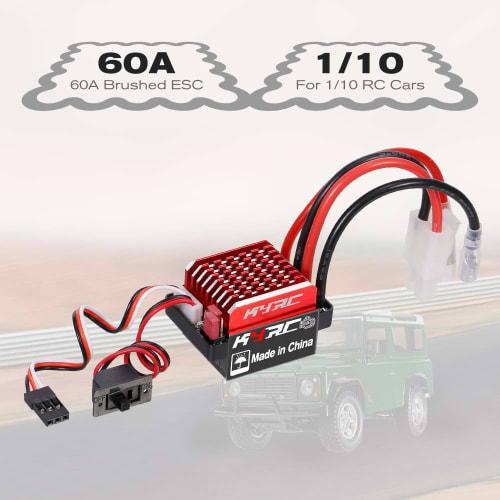 GoolRC 60A ESC RC Car ESC Brushed Electric Speed ??Controller 6V/2A BEC for 1/10 Scale Traxxas TRX-4, Trx-6, D90, HSP, Redcat, RC 4WD, Tamiya Axial SC
