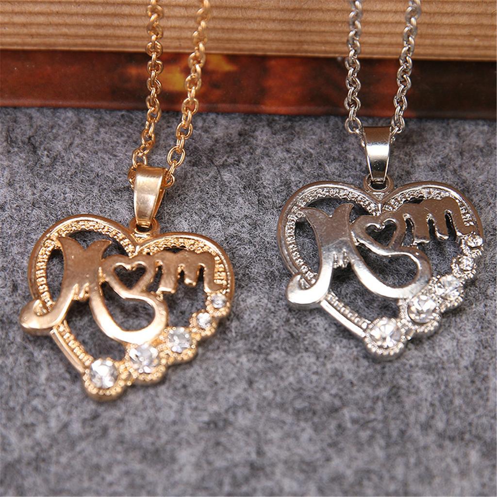 Heart Shaped Crystal Pendant Necklace Jewelry Mother's Day Gift For Mom