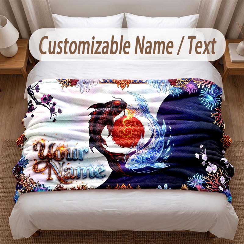 Music General Theme Soft Blanket Personalized Custom Name Text Print Warm Blanket Home Sofa Bedroom Decor