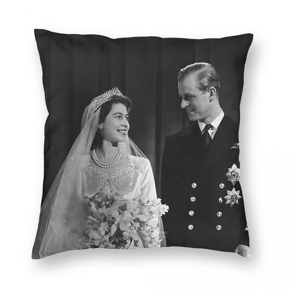 Prince Philip And The Queen Wedding Square Pillowcase Polyester Linen Velvet Pattern Zip Throw Pillow Case Sofa Cushion Cover