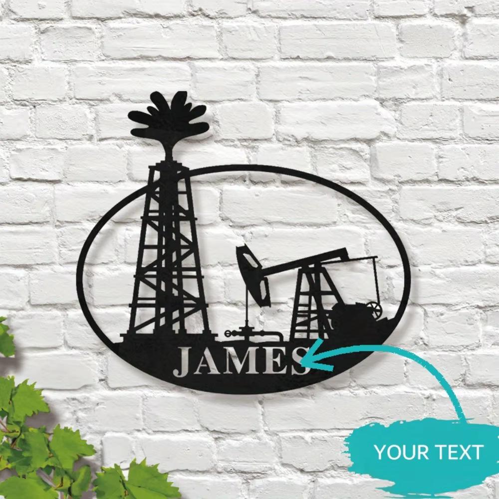 Custom Metal Sign Oil Rig Theme Personalized Outdoor Decor Gift