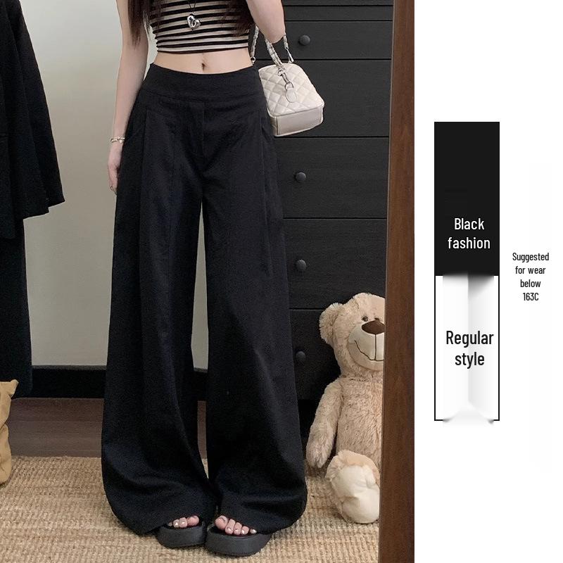 Women's Khaki High-Waisted Casual Wide-Leg Pants - Loose, Slimming, and Lightweight for Summer 2026