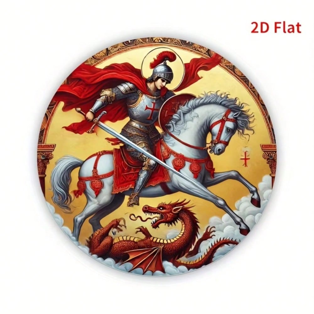 St. George Dragon Metal Wall Art Courage Strength Sign Office Game Room Decor 20x20