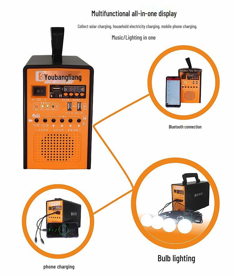 Solar Light Home System: Portable Power, Bluetooth Music, Multifunctional Lighting