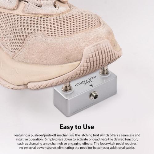 Daconovo Dual Footswitch, Amp Channel Footswitch with Locking Function, Aluminum Alloy, 6.35mm Stereo Output, Latching Footswitch Pedal for Amplifiers
