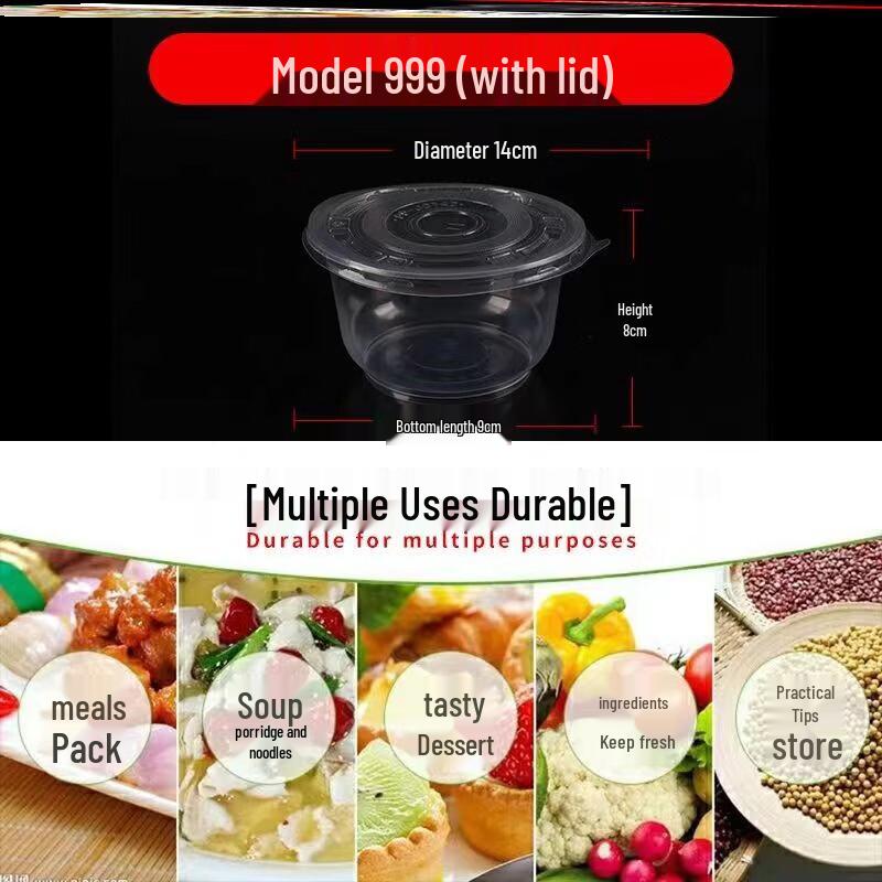 Disposable Plastic Round Bowls with Lids
