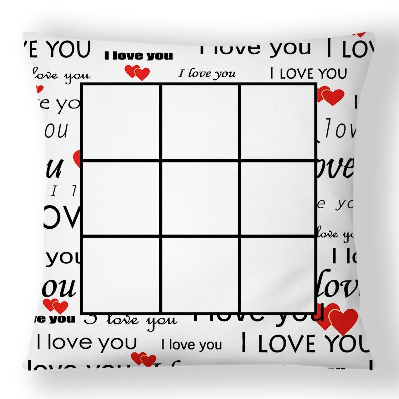 Custom Photo Pillow Cover Personalized Heart Collage Cushion Case Peach Skin 2D Flat Print For Valentine Gift Sofa Home Decor