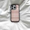 New Japan Korea Creative Pink Grid Phone Case For iPhone 16 Pro 15 14 13 12 11 Promax Plus Fashiy High-end Minimalism Back Cover